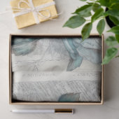 青いヴィンテージインスパイアフローラ分離 薄葉紙 (ギフト)