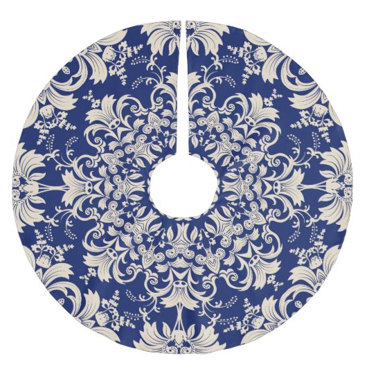 青いヴィンテージエレガント：シームレスパターン。 ブラッシュドポリエステルツリースカート (正面)