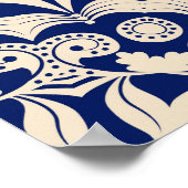 青いヴィンテージエレガント：シームレスパターン。 ポスター (角)