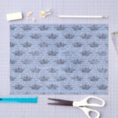 青いヴィンテージクラウンパターン 薄葉紙 (クラフト)