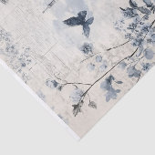 青いヴィンテージコラージュとバラとアーキテクチャ 薄葉紙 (詳細)