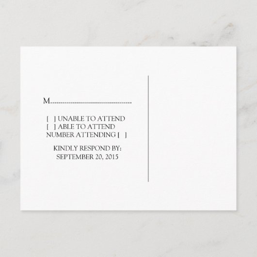 青いヴィンテージシャンデリア応答はがき インビテーションポストカード (裏面)