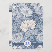 青いヴィンテージスタイルの25周年結婚記念日招待状 招待状 (正面/裏面)