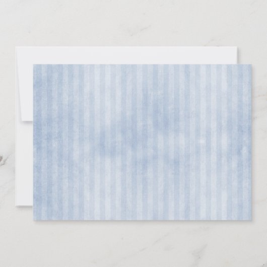 青いヴィンテージストライプの写真の日付の保存 セーブザデート (裏面)