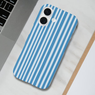 青いヴィンテージストライプパターン iPhone 16 PROケース