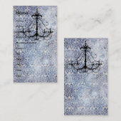 青いヴィンテージフェイク壁紙のシャンデリア 名刺 (正面/裏面)