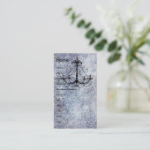 青いヴィンテージフェイク壁紙のシャンデリア 名刺 (スタンド正面)