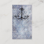 青いヴィンテージフェイク壁紙のシャンデリア 名刺 (裏面)