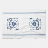 青いヴィンテージフランスのスタイルカスタマイズ料理名 キッチンタオル (横)