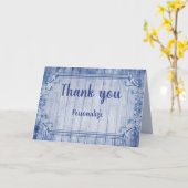 青いヴィンテージフレームありがとう – パーソナライズ カード (黄色い花)
