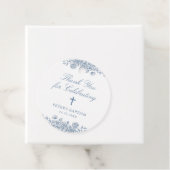 青いヴィンテージフローラクロスバプテスマありがとうギフト フェイバータグ (インサイチュ)