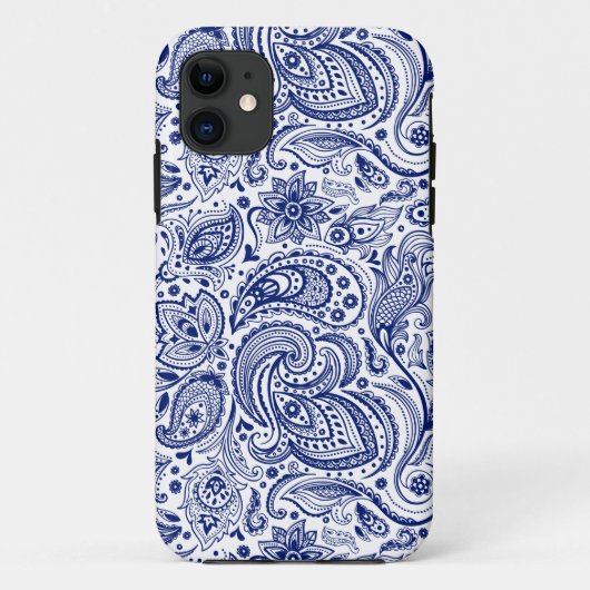 青いヴィンテージフローラペイズリーパターン Case-Mate iPhoneケース (裏面)