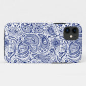 青いヴィンテージフローラペイズリーパターン Case-Mate iPhoneケース (裏面(横))