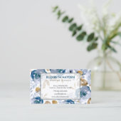 青いヴィンテージフローラ 名刺 (スタンド正面)