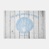 青いヴィンテージホタテ貝doormat ドアマット (正面)