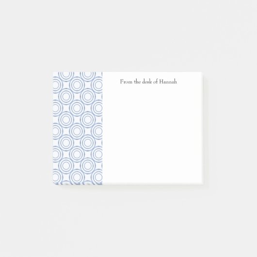 青いヴィンテージ円のパターンパーソナライズされた注記 ポストイット (正面)