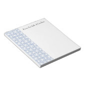 青いヴィンテージ円パターパーソナライズされたメモ帳 ノートパッド (アングル)