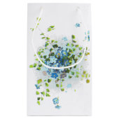 青いヴィンテージ忘れ私Nots スモールペーパーバッグ (裏面)