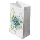 青いヴィンテージ忘れ私Nots スモールペーパーバッグ (裏面アングル)