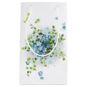 青いヴィンテージ忘れ私Nots スモールペーパーバッグ (正面)