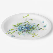 青いヴィンテージ忘れ私Nots ペーパープレート (アングル)