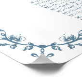 青いヴィンテージ結婚のクレストの9テーブル座席表 ポスター (角)