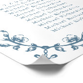 青いヴィンテージ結婚のクレストの9テーブル座席表 ポスター (角)