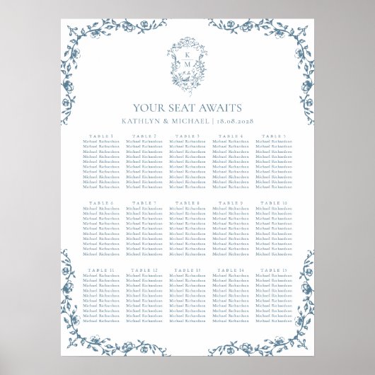 青いヴィンテージ結婚の定盤15枚の表 ポスター (正面)