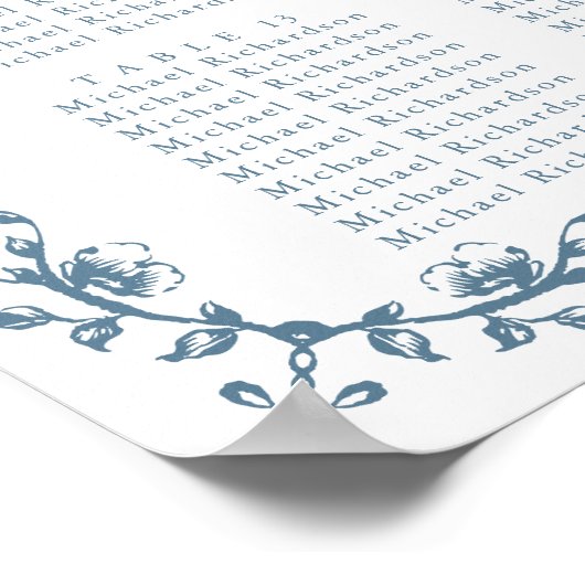 青いヴィンテージ結婚の定盤16の座席表 ポスター (角)