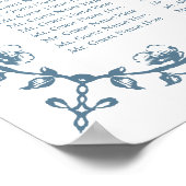 青いヴィンテージ結婚クレスト30席 ポスター (角)