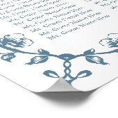 青いヴィンテージ結婚クレスト30席 ポスター (角)