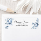 青いヴィンテージ線の描バラ ラベル (インサイチュ)