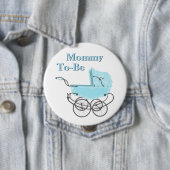 青いヴィンテージPramママは赤ちゃんシャワーボタン 缶バッジ (インサイチュ)