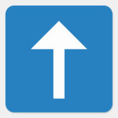 青い一方向のトラフィックのサインアップ矢印の道路記号 スクエアシール (正面)