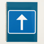 青い一方向のトラフィックのサインアップ矢印の道路記号 プランナー手帳 (正面)
