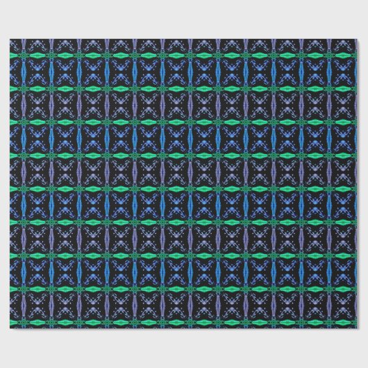 青い万華鏡のフラクタル・パターン ラッピングペーパー (フラット)