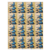 青い三つのクリスマスエンジェル テーブルクロス (正面)