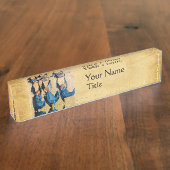 青い三つのクリスマスエンジェル デスクネームプレート (側面)