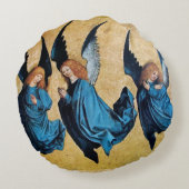 青い三つのクリスマスエンジェル ラウンドクッション (裏面)