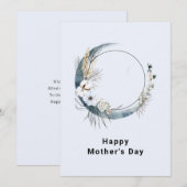 青い三日月と白い花の母の日 シーズンカード (正面/裏面)