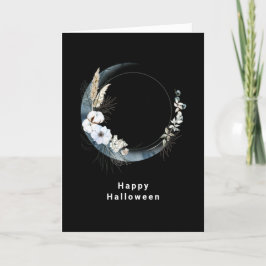 青い三日月と白い花ハロウィーン シーズンカード