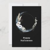 青い三日月と白い花ハロウィーン シーズンカード (正面)