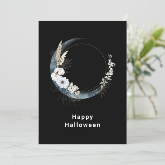青い三日月と白い花ハロウィーン シーズンカード (スタンド正面)