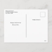 青い三日月と白い花ハロウィーン シーズンポストカード (裏面)