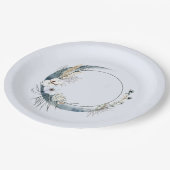 青い三日月と白い花誕生日 ペーパープレート (アングル)