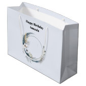 青い三日月と白い花誕生日 ラージペーパーバッグ (裏面アングル)