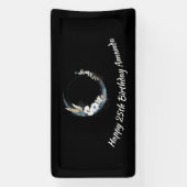 青い三日月と白い花誕生日 横断幕 (縦)