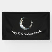 青い三日月と白い花誕生日 横断幕 (横)