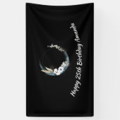 青い三日月と白い花誕生日 横断幕 (縦)