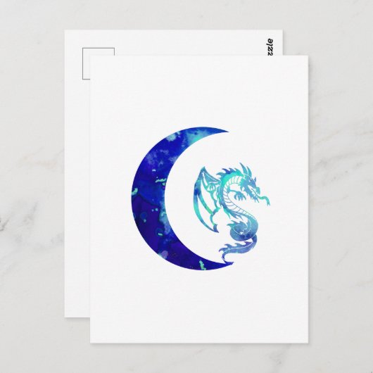 青い三日月と竜 ポストカード (正面/裏面)